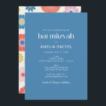 Skandinavier Boho Folk Blume Blue Bat Mitzvah Einladung<br><div class="desc">Skandinavier Boho Folk Blume Blue Simple Bat Mitzvah Einladung</div>