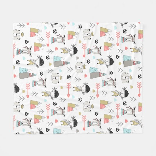 Skandinavier Boho Wilderness Fun Fleecedecke (Vorderseite (Horizontal))