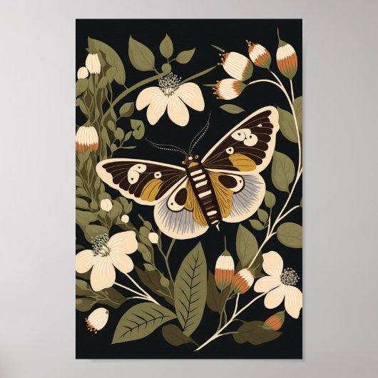Skandinavier Butterfly Floral Boho Art Poster (Vorne)