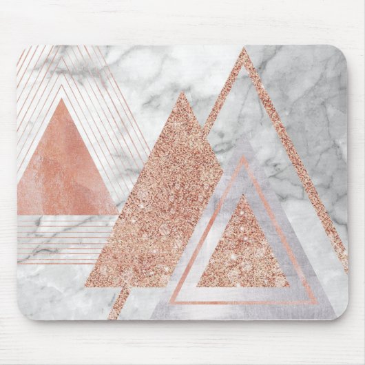 Skandinavier Chic-Rose, geometrischer weißer Marmo Mousepad (Vorne)