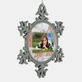 Skandinavier Chic-Rose, geometrischer weißer Marmo Schneeflocken Zinn-Ornament (Links)