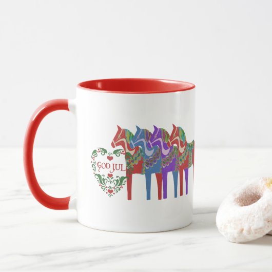 Skandinavier Dala Pferd Gott Jul Tasse (Mit Donut)