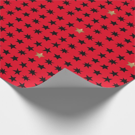 Skandinavier Design Black and Gold Star Geschenkwr Geschenkpapier (Ecke)