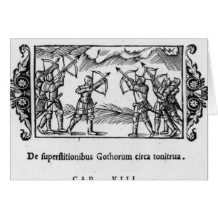 Skandinavier, die ihre Pfeile verwenden