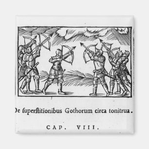 Skandinavier, die ihre Pfeile verwenden Magnet