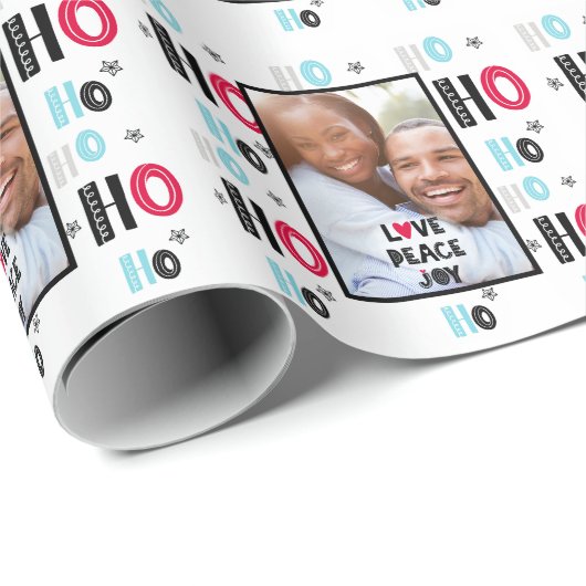 Skandinavier Doodle FOTO Weihnachten Moderne Geschenkpapier (Rolleneckpunkt)