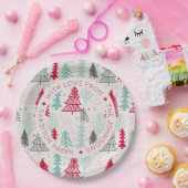 Skandinavier Doodle Weihnachtsbaumen Personalisier Pappteller (Party)