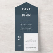 Skandinavier Dusky Blue | Minimalistische Hochzeit All In One Einladung (Innen Boden)