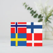 Skandinavier Flags Quartett Postkarte (Stehend Vorderseite)