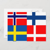 Skandinavier Flags Quartett Postkarte (Vorne/Hinten)