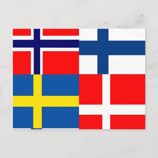 Skandinavier Flags Quartett Postkarte (Vorderseite)