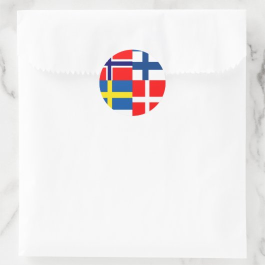 Skandinavier Flags Quartett Runder Aufkleber (Tasche)
