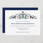 Skandinavier Folk Art Dala Horse CUSTOM blue V3 Einladung (Vorne/Hinten)