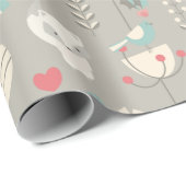 Skandinavier Folklore Art White Fox Weihnachten Geschenkpapier (Rolleneckpunkt)