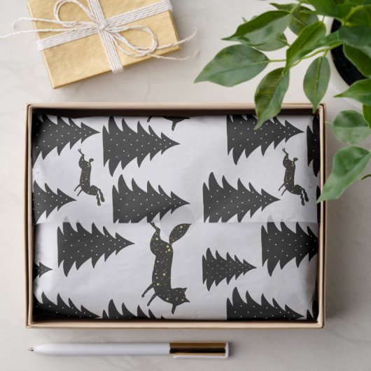 Skandinavier Fox Rabbit Schwarzer Weihnachtsbaum Seidenpapier (Geschenk)