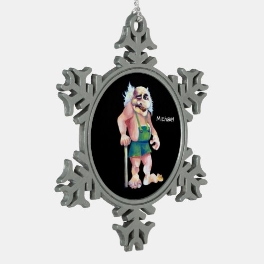 Skandinavier Funny Looking Ogrer Troll Schneeflocken Zinn-Ornament (Links)