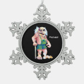 Skandinavier Funny Looking Ogrer Troll Schneeflocken Zinn-Ornament (Vorderseite)