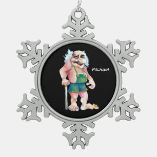 Skandinavier Funny Looking Ogrer Troll Schneeflocken Zinn-Ornament