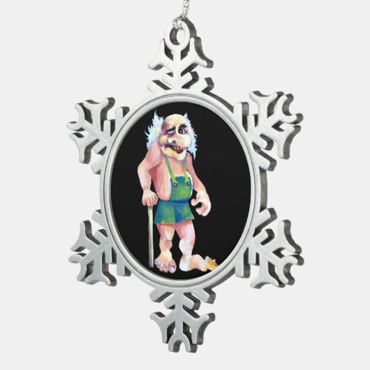 Skandinavier Funny Looking Ogrer Troll Schneeflocken Zinn-Ornament (Rechts)