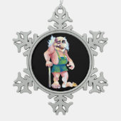 Skandinavier Funny Looking Ogrer Troll Schneeflocken Zinn-Ornament (Vorderseite)