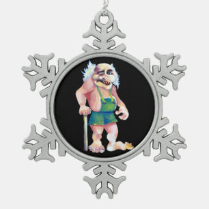 Skandinavier Funny Looking Ogrer Troll Schneeflocken Zinn-Ornament
