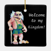 Skandinavier Funny Looking Willkommen Troll Keramikornament (Rückseite)
