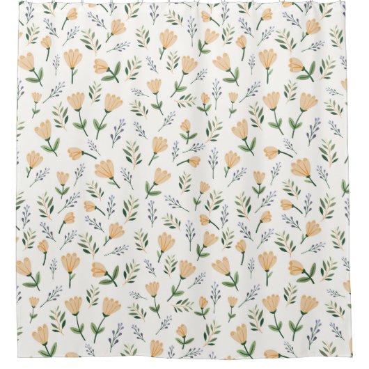 Skandinavier Gelbe Flora Duschvorhang (Vorderseite)