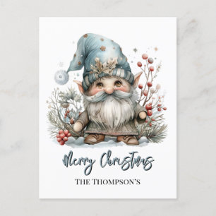 Skandinavier Gnome in Baby Blue Christmas Postkarte