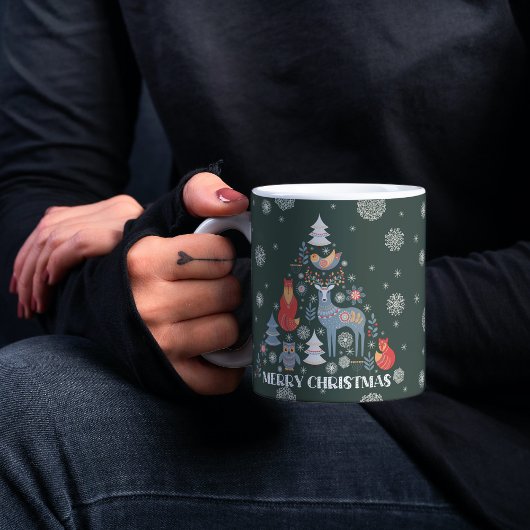 Skandinavier Grüne Rentiere Schneeflocke Tier Kaffeetasse