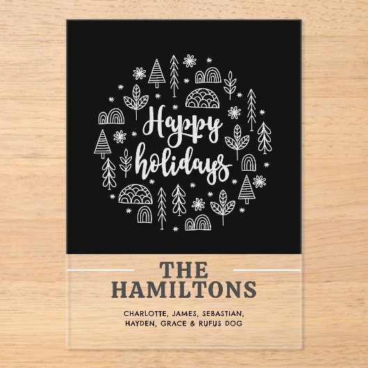 Skandinavier Happy Holidays Personalisiert Cards Acryleinladungen (Vorderseite)