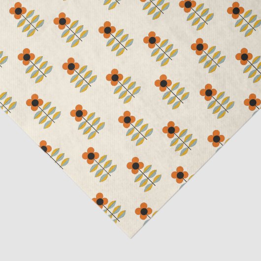 Skandinavier-inspiriertes orange Blumenmuster Seidenpapier (Ausschnitt)