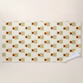 Skandinavier-inspiriertes orange Blumenmuster Strandtuch (Vorderseite)