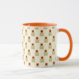 Skandinavier-inspiriertes orange Blumenmuster Tasse