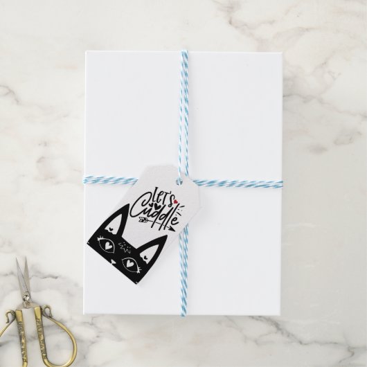 Skandinavier Let's Cuddle Black Cat Design Geschenkanhänger (Mit Garn)