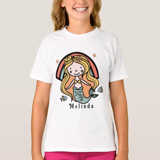 Skandinavier Niedlicher Meerjungfrau Personalisier T-Shirt (Vorderseite)
