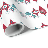 Skandinavier Nordic Christmas Red Blue Ornaments Geschenkpapier (Rolleneckpunkt)