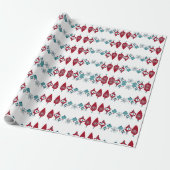 Skandinavier Nordic Christmas Red Blue Ornaments Geschenkpapier (Ungerollt)