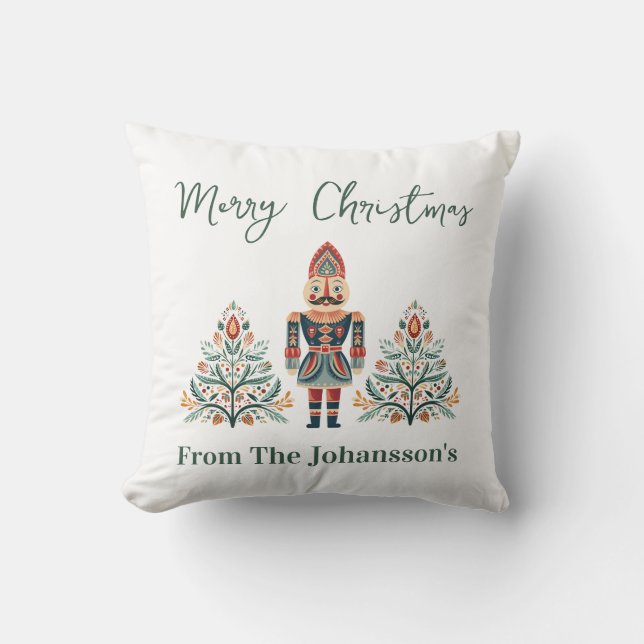 Skandinavier Nutcracker Individuelle Name Weihnach Kissen (Vorderseite)
