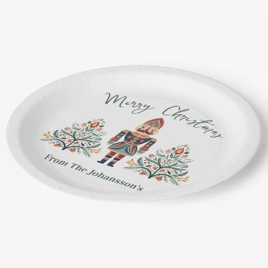 Skandinavier Nutcracker Individuelle Name Weihnach Pappteller (Schrägansicht)