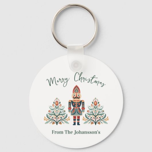 Skandinavier Nutcracker Individuelle Name Weihnach Schlüsselanhänger (Rückseite)