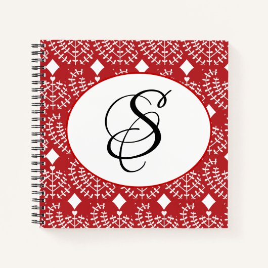 Skandinavier Red Heart Personalisiertes Notebook Notizblock (Vorderseite)