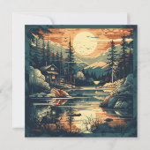 Skandinavier Retro Art Zuhause Feiertagskarte (Vorderseite)