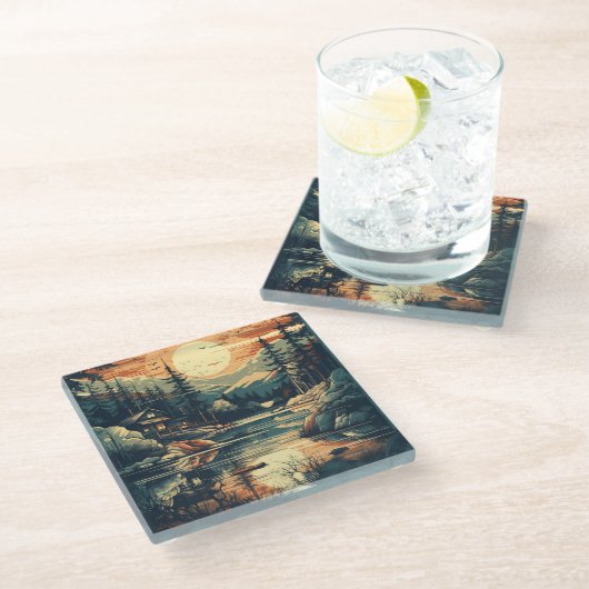 Skandinavier Retro Art Zuhause Glasuntersetzer (Schrägansicht)