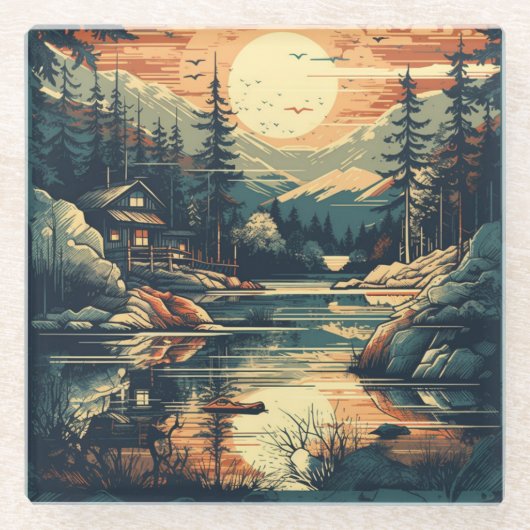 Skandinavier Retro Art Zuhause Glasuntersetzer (Vorderseite)