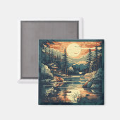 Skandinavier Retro Art Zuhause Magnet (Vorderseite/Rückseite)