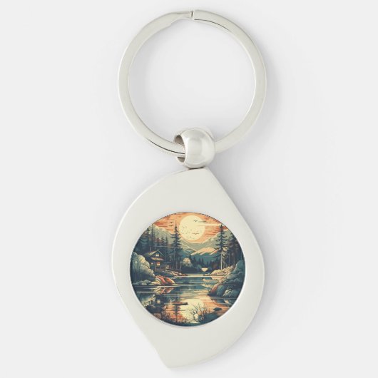 Skandinavier Retro Art Zuhause Schlüsselanhänger (Vorderseite)