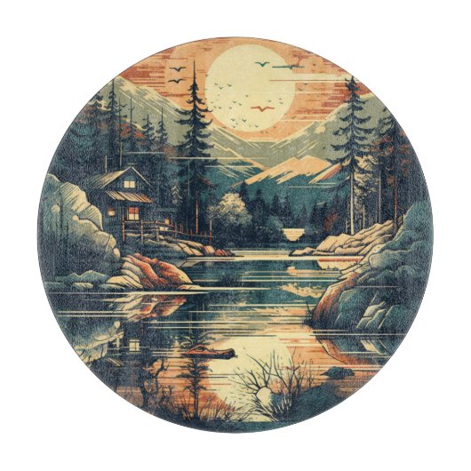 Skandinavier Retro Art Zuhause Schneidebrett (Vorderseite)