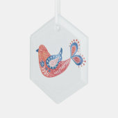 Skandinavier Roter Bird Folk Ornament Aus Glas (Vorderseite Links)