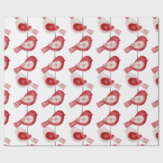 Skandinavier Roter Vogel Geschenkpapier (Flach)