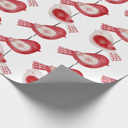Skandinavier Roter Vogel Geschenkpapier (Ecke)
